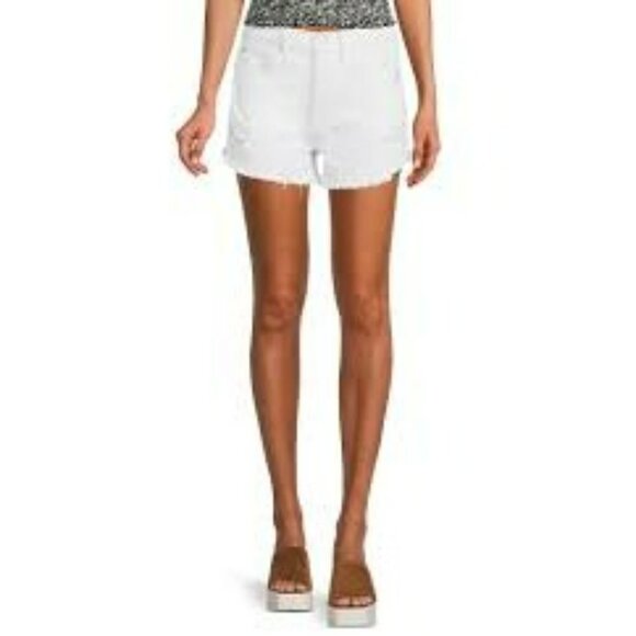 Free People Pants - FREE PEOPLE Lasso High Waist DISTRESSED WHITE DENIM SHORTS 26 NWT